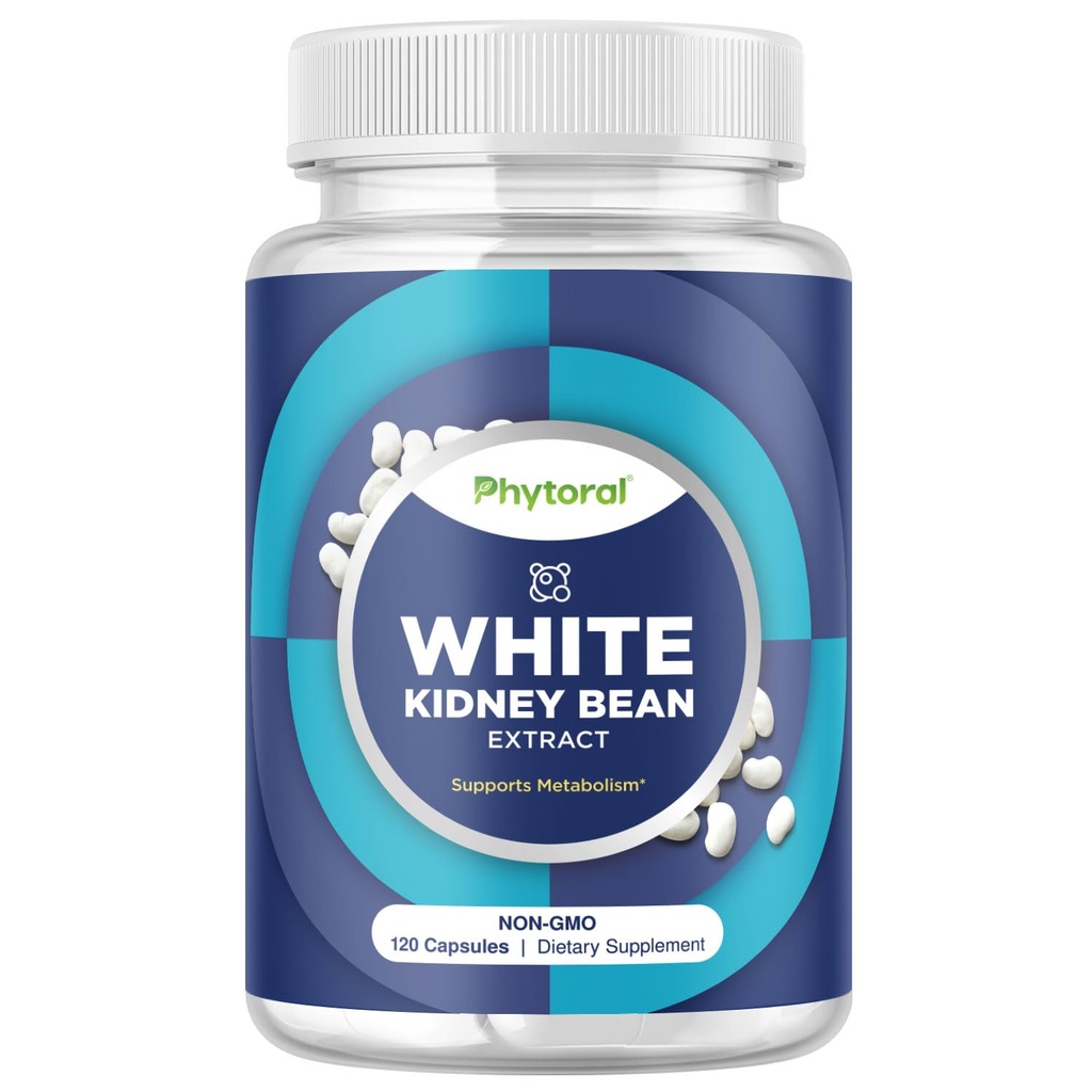 Phytoral White Nerney Bean Extract Carb Blocker - Białe Nerki Fasola Suplement do metabolizmu Boost & Ease Calories z Starchy Food - Carb Control Supplements - 120 Kapsułki