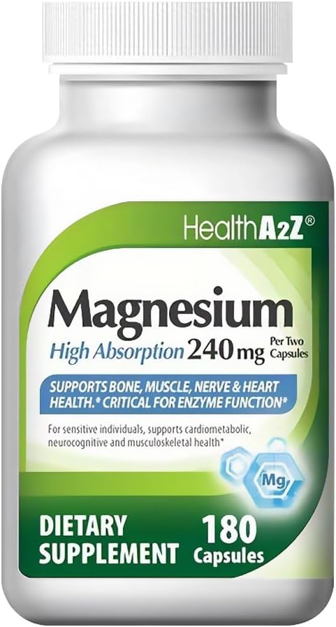 Wysoka Absorpcja 100% Chelated Magnezu 124; Podtrzymuje kość * 124; mięśnie * 124; Nerve & Heart Health * 124; 240mg - 180 Kapsułki