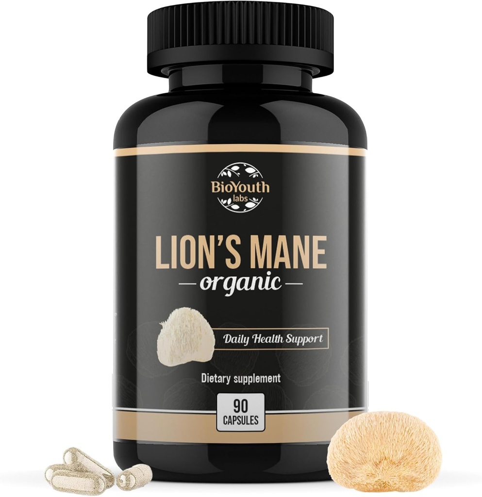 Organic Lions Mane Brain Supplement Dietary Supplement Premium Lions Mane Mushroom Extract - 90 kapsułki