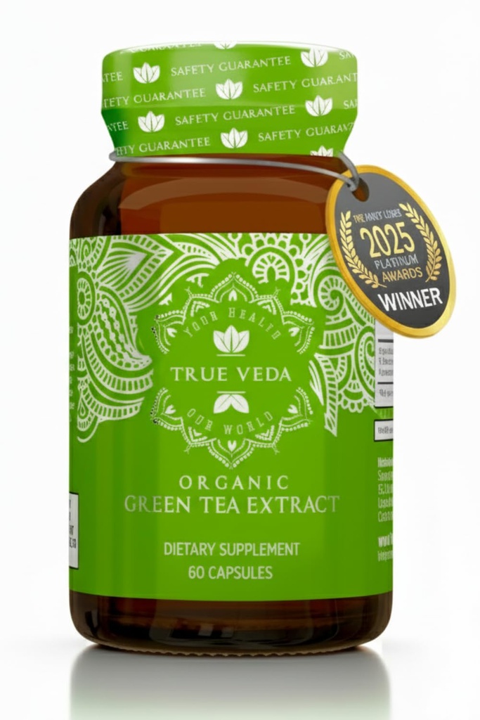 Ekstrakt ekologicznej zielonej herbaty kapsułki - USDA Organic Certified Size 124; 60 Zielonych Kapsułek Herbata 124; Zielone Tabletki Herbata 124; EGCG Zielony Wyciąg Herbata 124; 50% Polifenole Suplementy EGCG