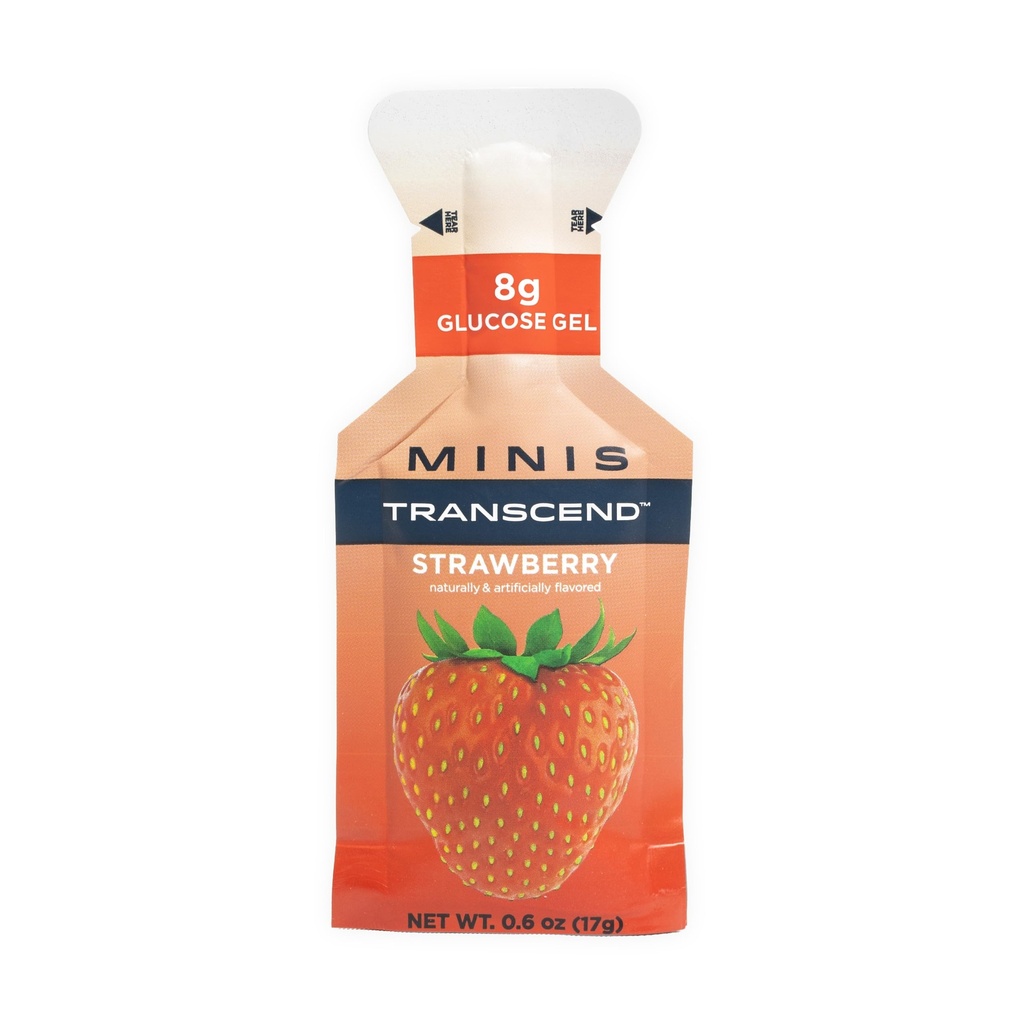 Transcend Foods Mini Truskawka żel (.6 oz, Opakowanie z 12) Szybkie działania Carb żel Truskawka Flavor - Rozmiar podróży, Kofeina wolna, Gluten wolny