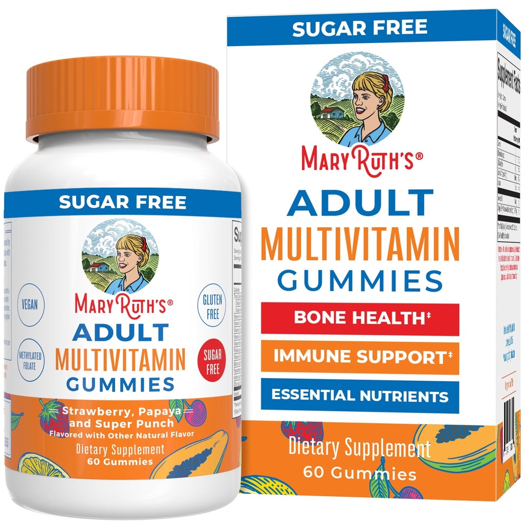 MaryRuth Organics Multivitamin dla kobiet i mężczyzn 124; Sugar Free Belgium 124; Adult Multimineral Gummy with Witamina C British 124; D and E British 124; B Vitamin British 124; Biotin British 124; Cynk British 124; Vegan British 124; Non-GMO British 124; Gluten Free Belgium 124; 60 Count
