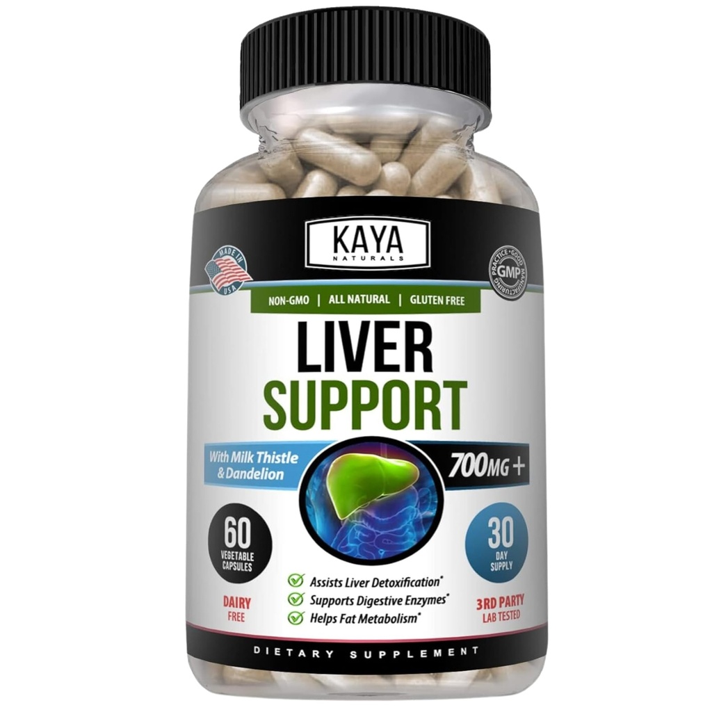 Kaya Naturals Liver Cleanse Detox & Naprawa - Suplement do Oprzyrządowania mleka - Detox wątroby dla kobiet i mężczyzn - Ekstrakt karczocha i Kapsułki korzeniowe Dandelion - 60 Count