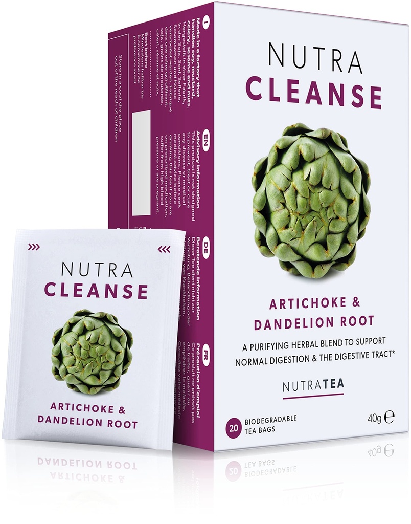 Nutra Tea NUTRACLEANSE - Tea Detox 124; Colon Cleanse Herbata 124; Zaparcia Teabags - Full Body Detox Cleanse - Zawiera Dandelion Root & Burdock Root - 20 Indywidualnie zapakowane torby - Herbal Teas (1 opakowanie)