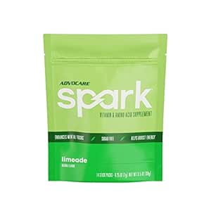 AdvoCare Spark - Energy Drink Mix - Suplement witaminy i aminokwasów - Wsparcie energii i koncentracji * - Przenośne wsparcie immunologiczne * - Bez cukru - Limeade, 14 Pakiety stick (3.5 oz)