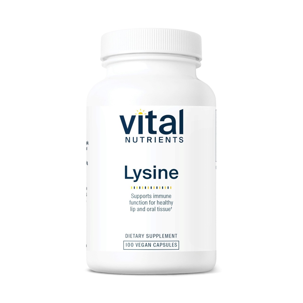 Vital Nutrigents Lisine Agregat 124; Lisine Supplement Supples Healthy Lip and Oral Tissue Agregates 124; Immune Supplement Supplement Promotes Wapnia Absorption Agregates 124; gluten, Dairy, Soy Free Agregates 124; Non-GMO Agregates 124; 100 kapsułki
