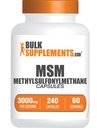 BulkSupplements.com Kapsułki MSM - Methylsulfonylmetan, MSM 3000mg - Suplementy wspólne, Gluten Free, 4 Kapsułki na Serving, 240 Ilość (Opakowanie 1)