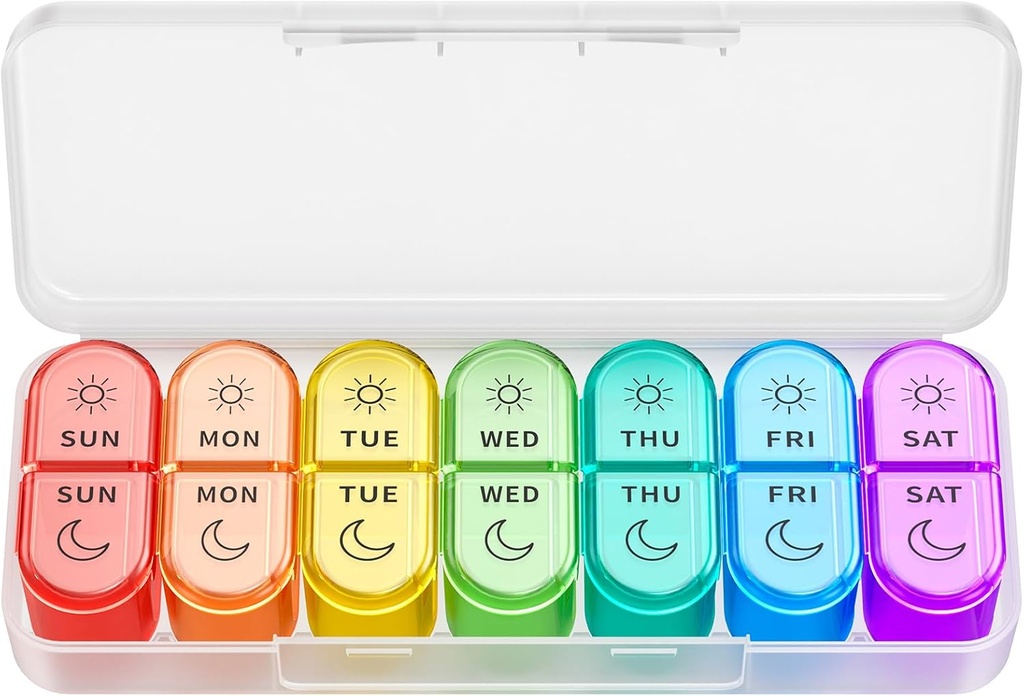 Cotygodniowy Pill Organizator 2 razy dziennie - AM PM Pill Organizator z 7 Codzienne Color- Kodowane małe przypadki, Rano i Night Travel Pill Przypadki dla Vitamin, Medycyna, & Suplementy