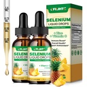 2 Opakowanie Selenium krople płynne, 200mcg Płynny suplement selenu z witaminą C i cynku, Wsparcie dla układu immunologicznego, Przeciwutleniacz i Heart Health, Wysoka absorpcja, Aromat ananasowy
