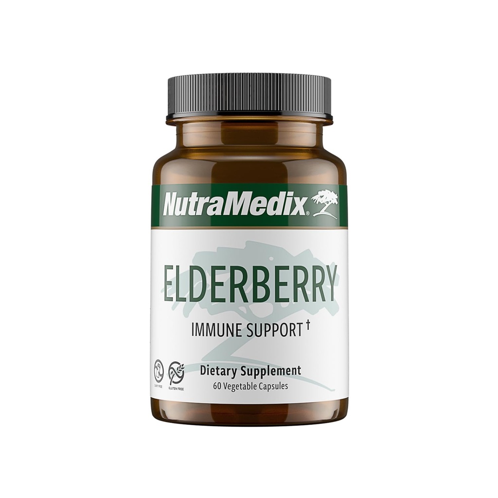 NutraMedix Elderberry Antioksydants Supplement kapsułki - Ekstrakt Elderberry, aby promować zdrową reakcję zapalną, Codzienne wsparcie immunologiczne, i Jelenia Zdrowia (60 Kapsułki)