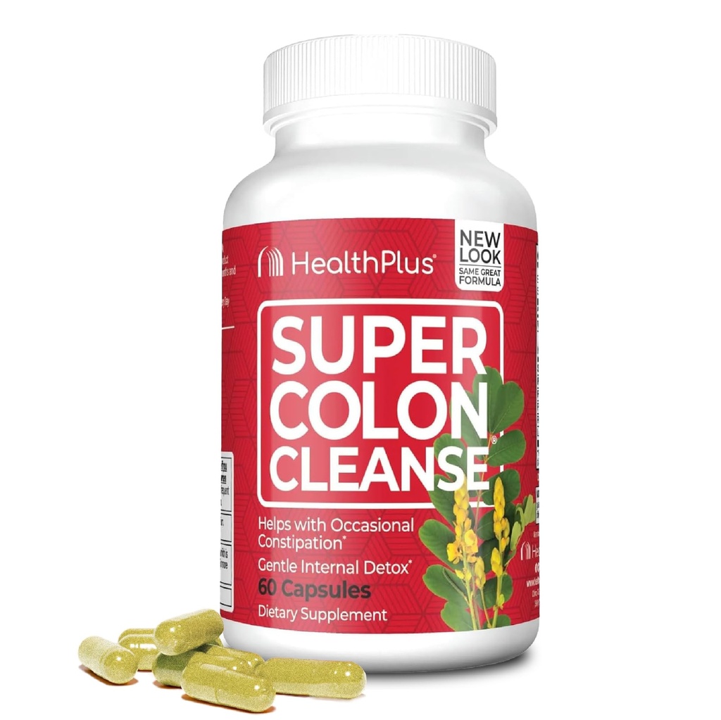 Zdrowie Plus Super Colon Cleanse 15 Day Supply of Gentle Gut Cleanse Detox, Pyllium Husk, Probiotyki dla Zaparcia Relief & Pomocnicze, 60 Kapsułki