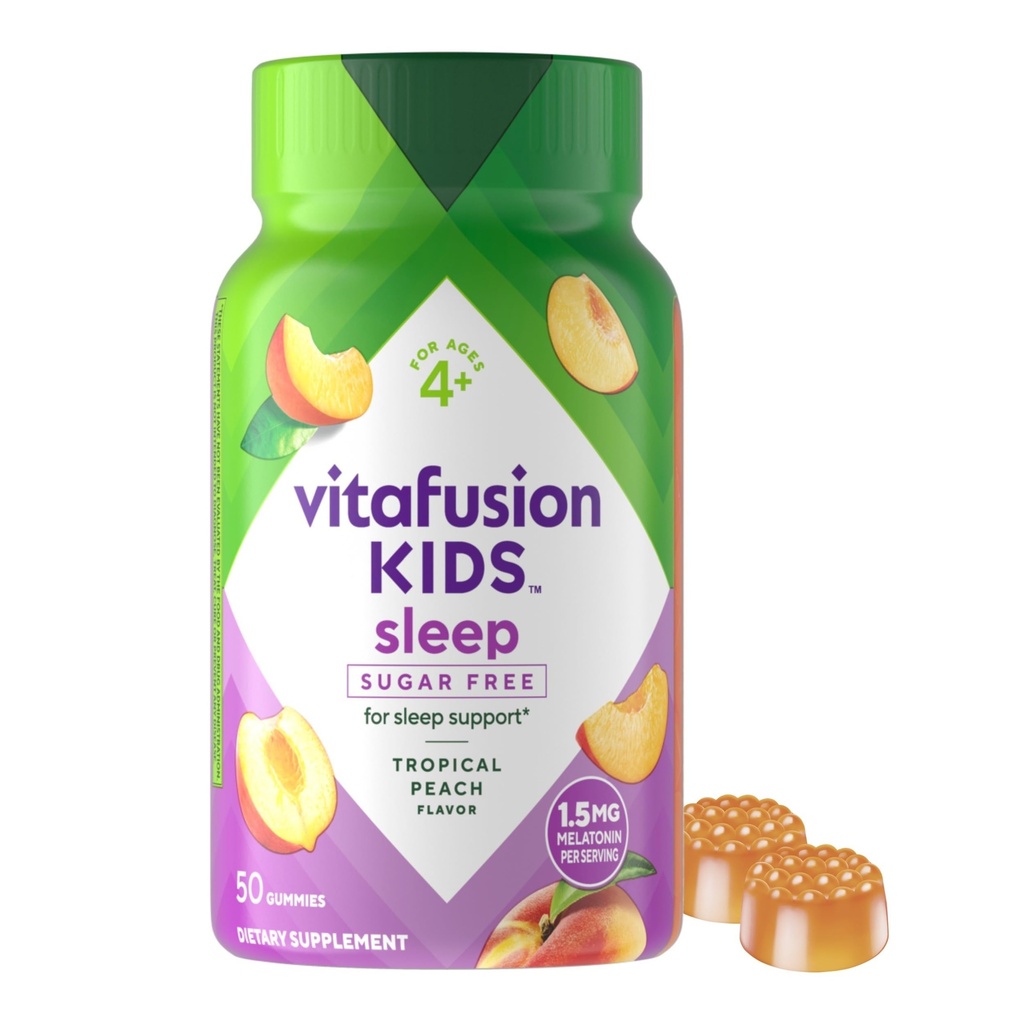 Witafuzja Dzieci Melatonina Gummy Suplementy, Tropikalny brzoskwiniowy aromat Sleep Supplements Supplements (1), 50 Count
