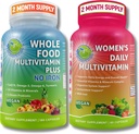 UZUPEŁNIANIE STUDIO Kompleksowe wsparcie wielosystemowe dla kobiet Duo - Całość żywności Multiwitamina Bez Żelazka + Daily Multivitamine dla kobiet z Żelazkiem - Wegan, Non-GMO, Czyste Codzienne Wsparcie Wellness