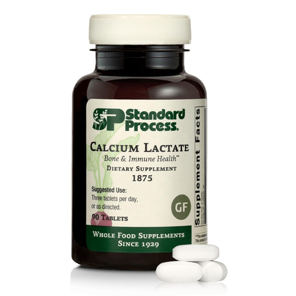 Standard Process Wapnia Lactate - Gęstość kości & Wsparcie dla zdrowia immunologicznego - Pomaga Blood Clotting & Normal Cell Function - Wegan, Gluten- Free, Non-Dairy, Non-Soy & Non-Grain - 90 Tablets (30 Servings)