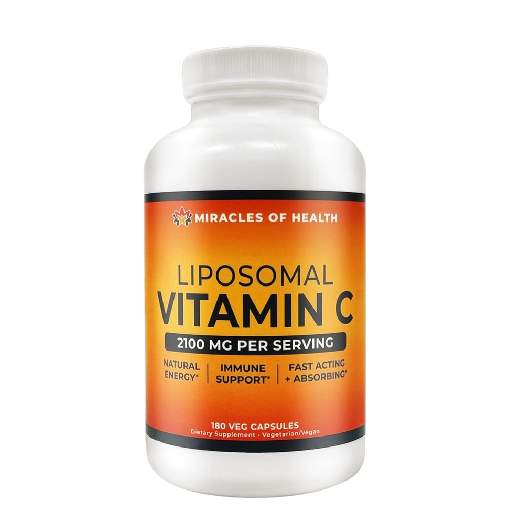 Witamina liposomalna C 2100mg Biodegradowalne 124; 180 Kapsułek wegetariańskich, 60 Kapsułki Day Supply 124; Szybkie Absorbowanie Biodostępność 124; Mocny przeciwutleniacz i suplement wsparcia immunologicznego