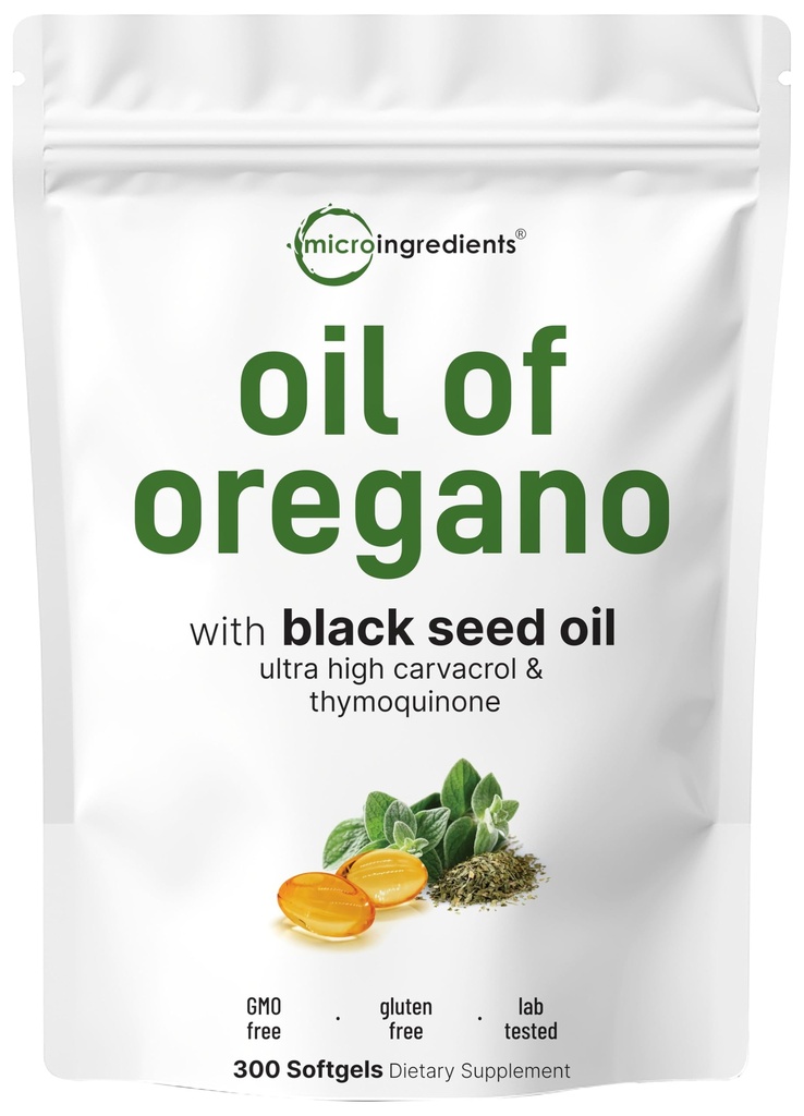 Micro Składniki Olej z Oregano Softgels, 300 Hrabia 124; 2 w 1 Spreparowane z oleju z nasion czarny, 4X Siła Carvacrol & Thymoquinone Based 124; Roślina, Non-GMO, & Wsparcie immunologiczne