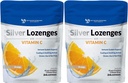Srebrne Lozenges z witaminą C - Premium Nano Silver 60 PPM Colloidal Silver, Miód organiczny i witaminy C Suplement mineralny krople do wsparcia systemu immunologicznego, Soothe kaszel & gardło - Opakowanie 2