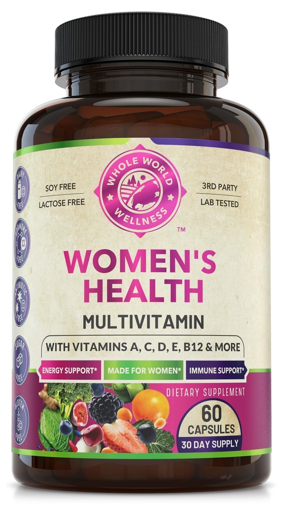Womens Daily Multivitamin Multimineral Supplement for Energy, Mood, Focus, Hair, Skin & Nails. Wykonane dla kobiet z 30 + składników odżywczych, owoców i mieszanki energetycznej. Kobiety Witaminy 60 Kapsułki. Wyprodukowano w USA.