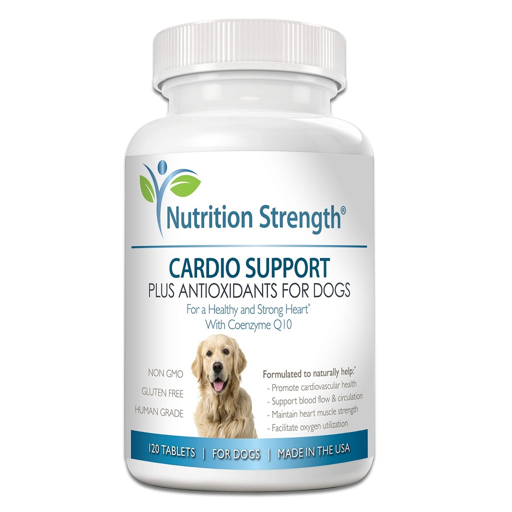 Cardio Wsparcie dla psów Plus przeciwutleniacz, L- Karnityna, L- Tauryna, z koenzymu Q10 i witaminy E, Promotuje zdrowe i silne serce psa, 120 Tabletki do żucia