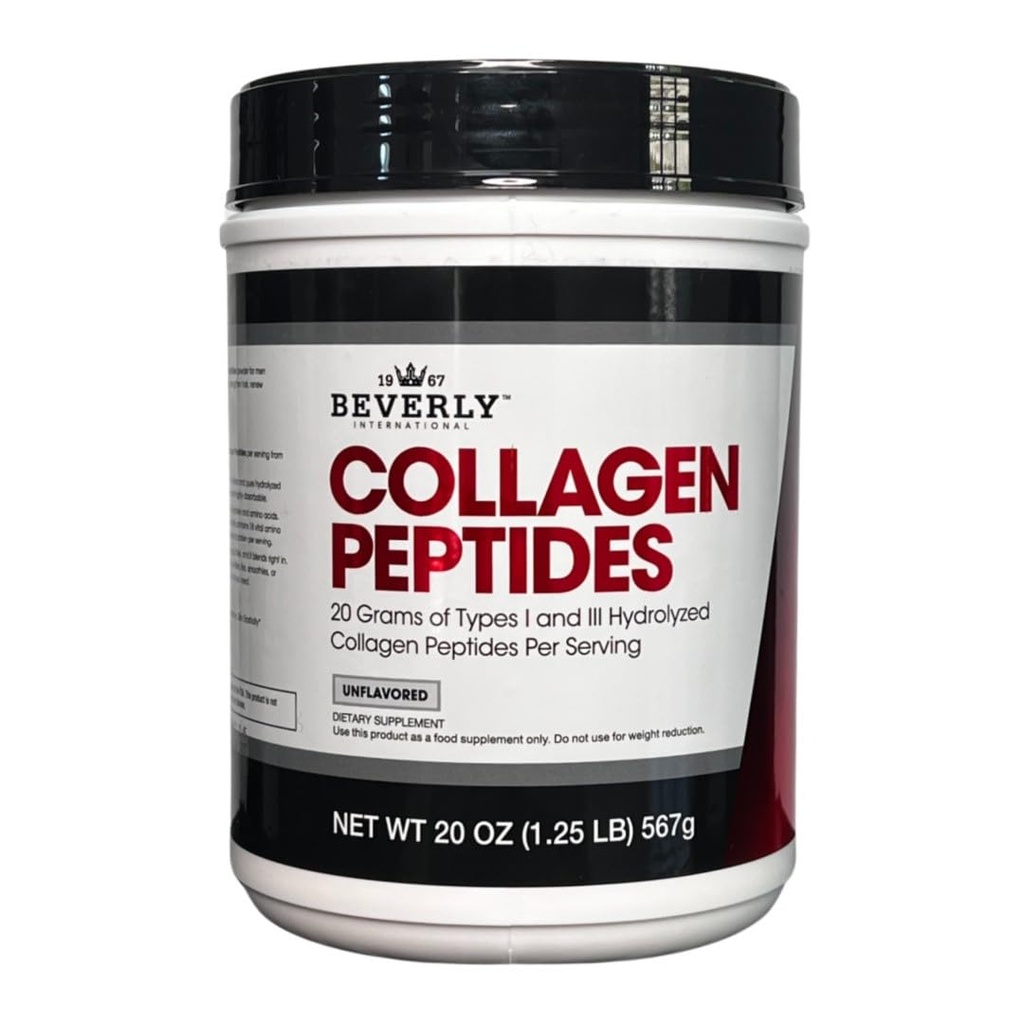 Beverly International Collagen Peptydes Protein Powder. Młodzieńczy wygląd skóry, włosów, paznokci, kości i wspólnego zdrowia. Łatwy w obsłudze. 18 Grams of Protein, Unflavored 20 oz.