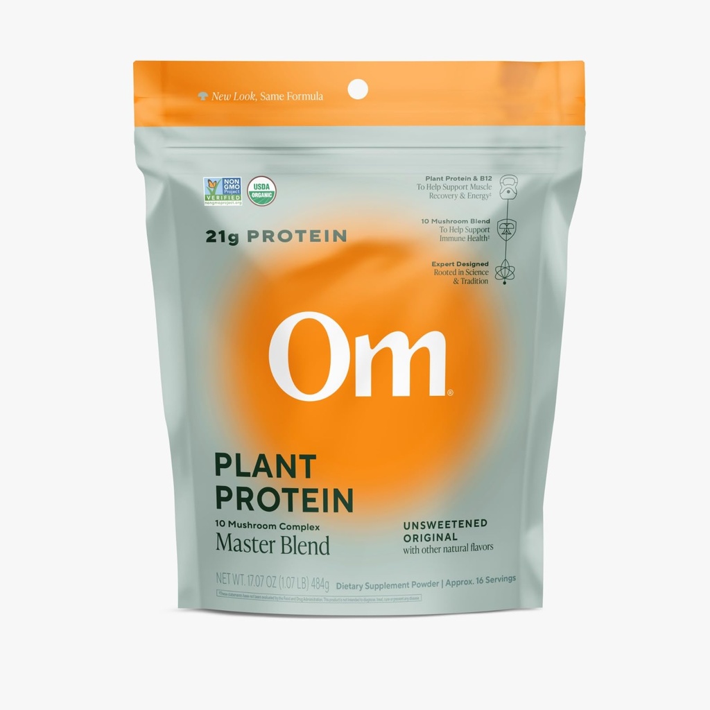 OM MUSZKA SUPERFOOD Master Mieszanka w proszku białko oparte na plantacji (Resealable Bag (16 Słupki), Białko niearomatyczne)
