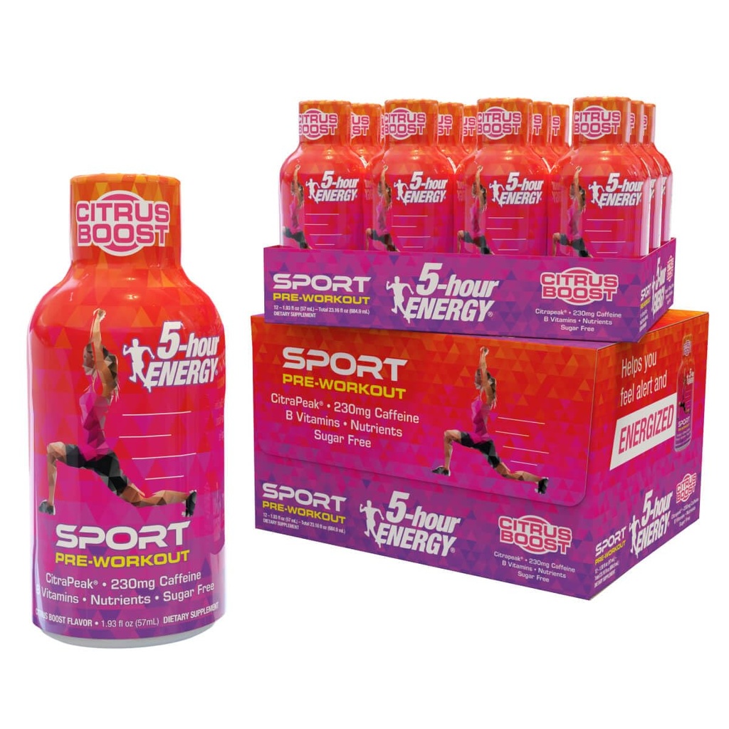 5- Hour Energy Extra Siła Sport Zdjęcia z Citrapeak, Citrus Boost Flavor, Wstępny trening 24 Count (1.93 fl oz)