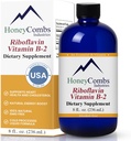 HoneyCombs Witamina B2 Suplement Riboflavin Płynne Krople - Witamina B2 o dużej mocy dla mężczyzn i kobiet - Utrzymanie zdrowej trawienia, Nerwowy system, Włosy, Skóra, Nails - Wegańskie płynne witaminy (8 Fl oz)