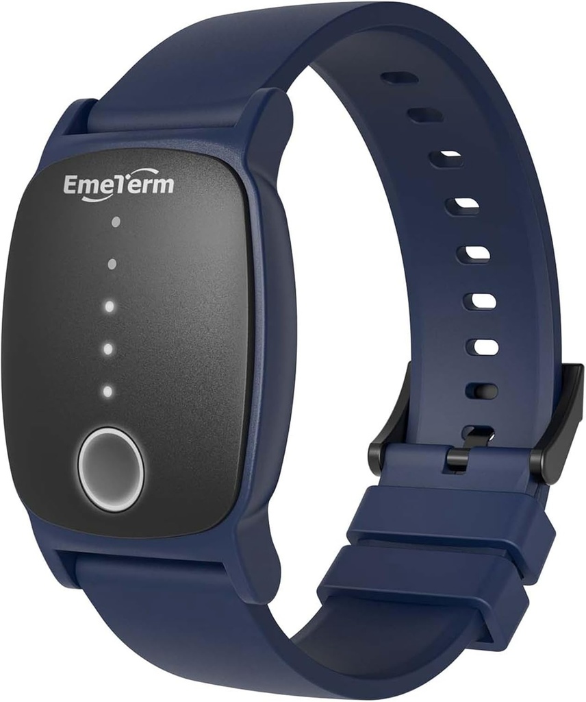 EmeTerm Explore FDA- Cleared Anti- Nudności Wristband IP67 Waterproof Morning Motity Relief Relief Band Recharable Classic Strip Design Drug Free Non- senny Bez skutków ubocznych Navy Blue