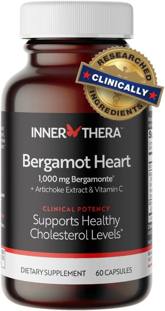Bergamot Heart - 1000mg Certified Citrus Bergamot - Extra Force Polyphenols - Cardiolog Developed & Clinically Proven - Bergamot Supplement for High Cholesterol & Heart Health