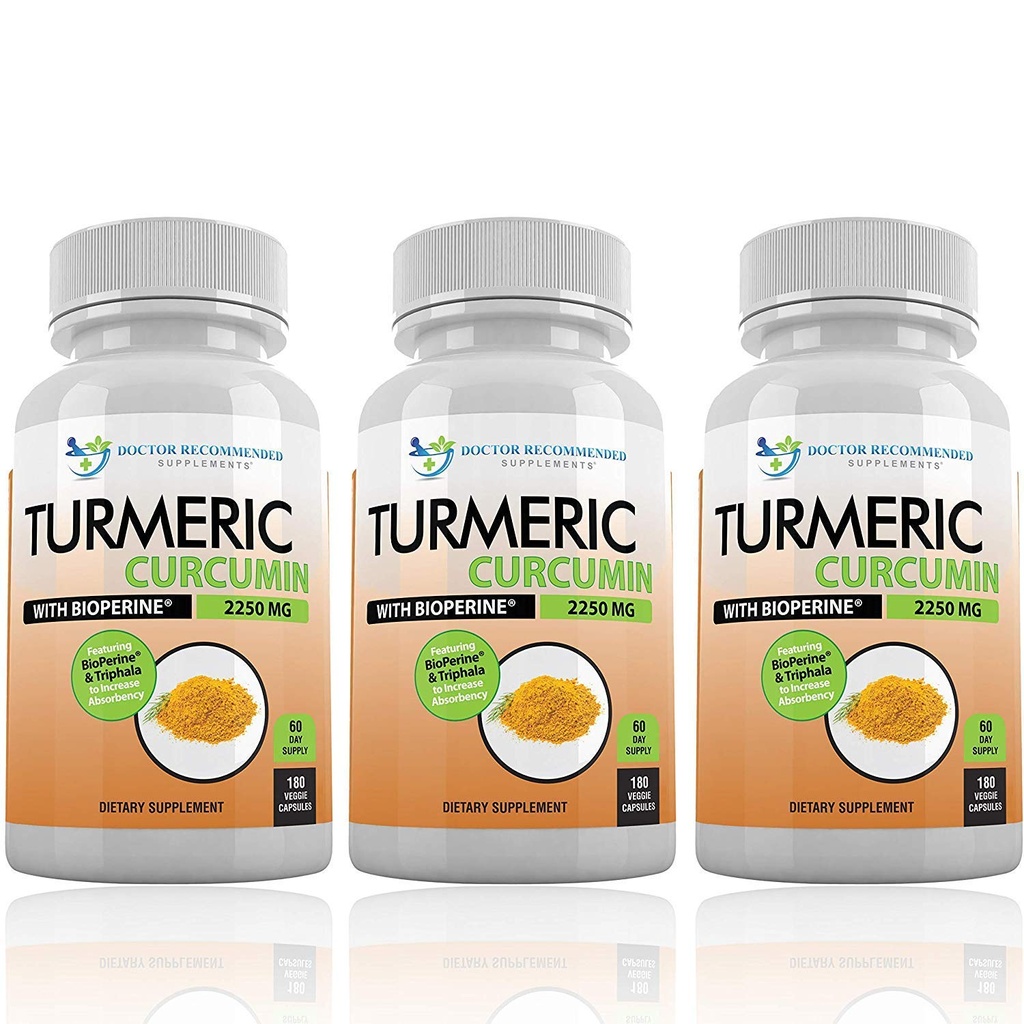 Kurkumina kurkuminowa z bioperiną i Triphalą - 2250mg / d - 540 Kapsułki wegetariańskie z ekstraktem Black Pepper - suplement turmerowy