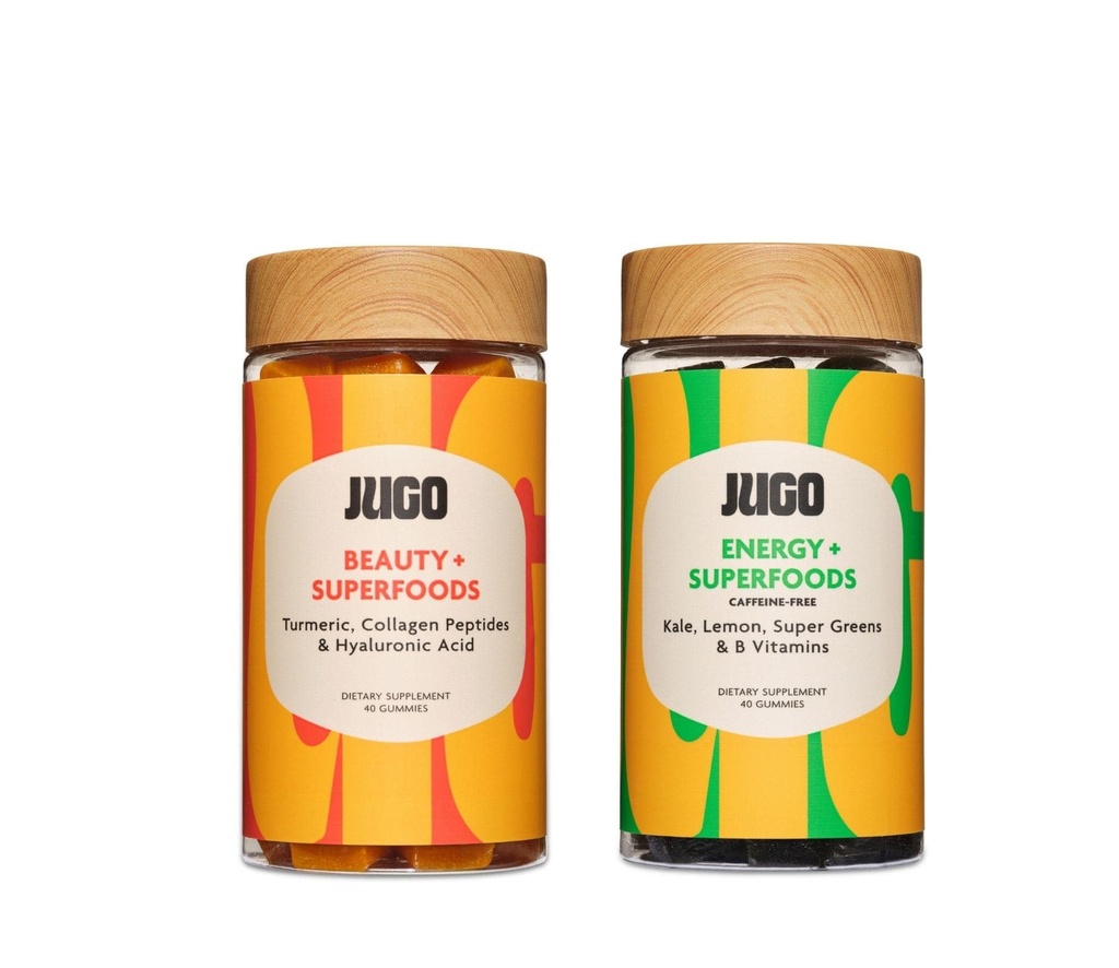 JUGO Beauty + Energy Gummies Bundle - Kolagen, Biotin & Witamina B12 - Wspiera włosy, skórę, paznokcie i energię naturalną - Plant- based & gluten- Free