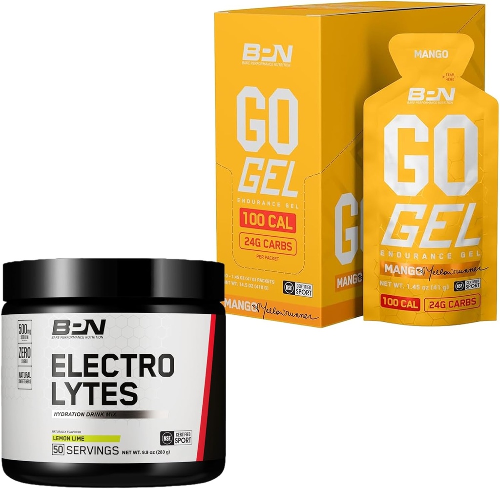 BARE ENTRITITION BPN Electrolytes Hydration Drink Mix & Go Gel Endurance Gel Mango Bundle