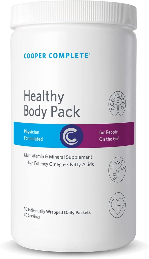 Cooper Complete - Healthy Body Pack - Daily Witamina Pack with Multivitamin & Omega-3 Fish Oil - 30 Pakiety na butelkę. Opakowanie zawierające 3