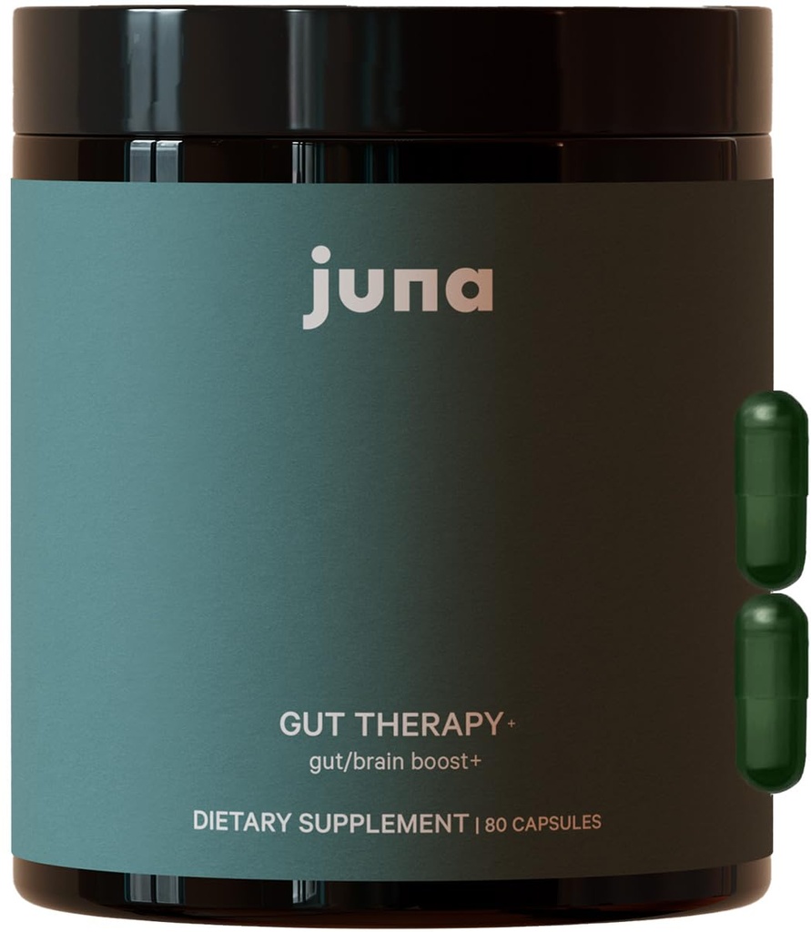 Juna Gut Therapy - Advanced Brain & Gut Health Support with Prebiotic & Probiotics - Ulepszony nastrój, uwaga i energia - Wspomaga pamięć, Focus & Mental Clarity - Paliwo Cognitive Performance (80 Caps)