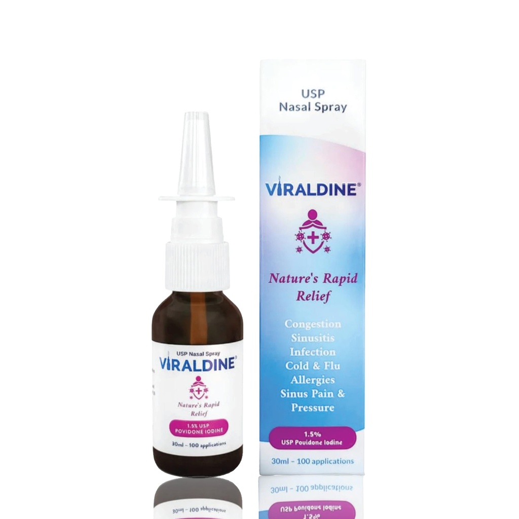1.5% Povidone- jodyna Nasal Spray, Rapid Relief Formuła, Pomaga w codziennym zatłoczeniu, 100 Aplikacje, 30ml