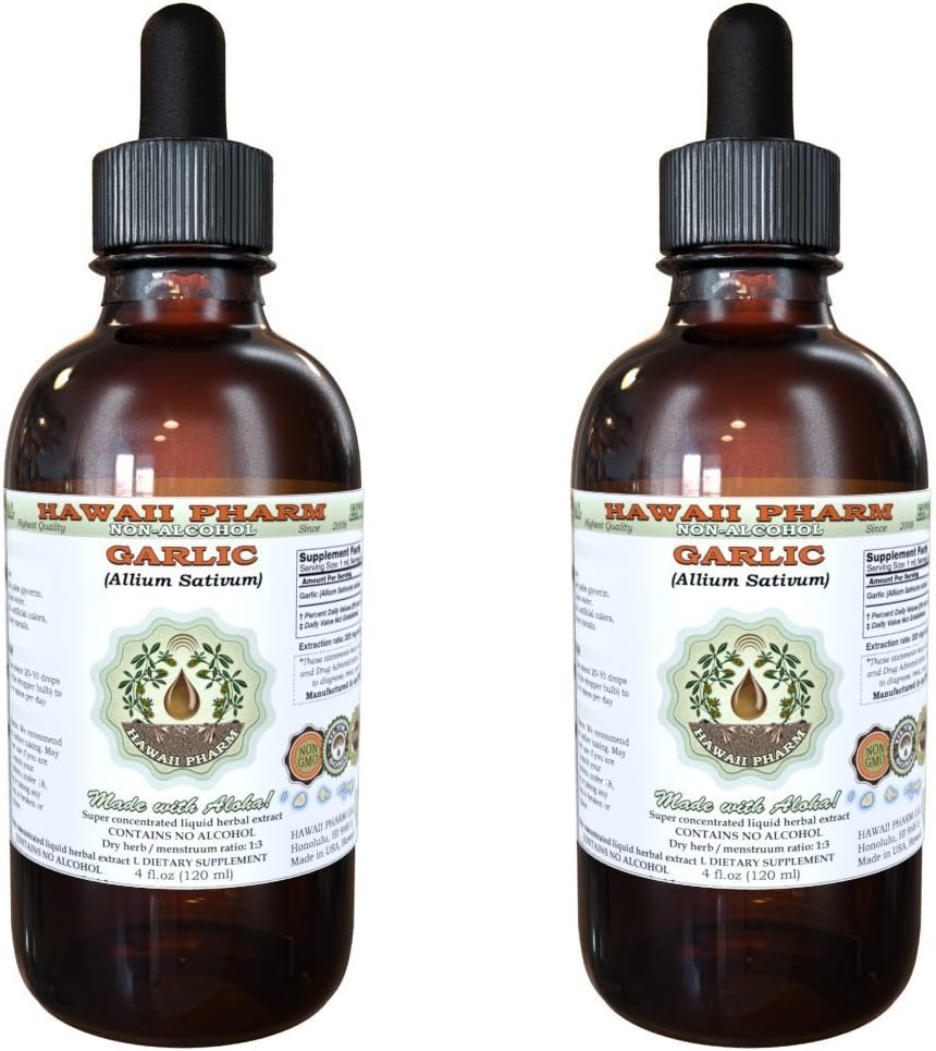 Czosnek wolny od alkoholu ekstrakt płynny, czosnek organiczny (Allium sativum) Suszony proszek glicerol Hawaje Pharm Natural Herbal Supplement 2x2 oz