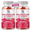 Magnezu Gummies Glicynian 400 mg z 100 mg Magnezu kompozytowego - Chelated Magnezu Potasu Suplement z Witaminą D, B6 Wspiera Spokój, Sen, Pamięć i Skurcze mięśni, Bez cukru - 120 Gummies