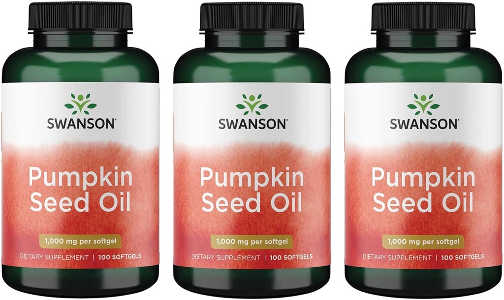 Swanson Pumpkin Seed Oil Combination Herbal Supplement 1000 mg 100 Softgel kapsułki (3 opakowania)