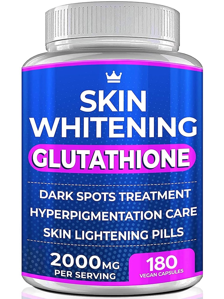 Glutation Whitening Pills - 180 kapsułki 2000mg Glutation - Efektywny suplement do rozjaśniania skóry - Ciemne plamki, Melasma & Trądzik Remover, Leczenie przebarwienia - Przeciwutleniacz starzenia