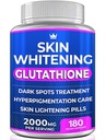 Glutation Whitening Pills - 180 kapsułki 2000mg Glutation - Efektywny suplement do rozjaśniania skóry - Ciemne plamki, Melasma & Trądzik Remover, Leczenie przebarwienia - Przeciwutleniacz starzenia