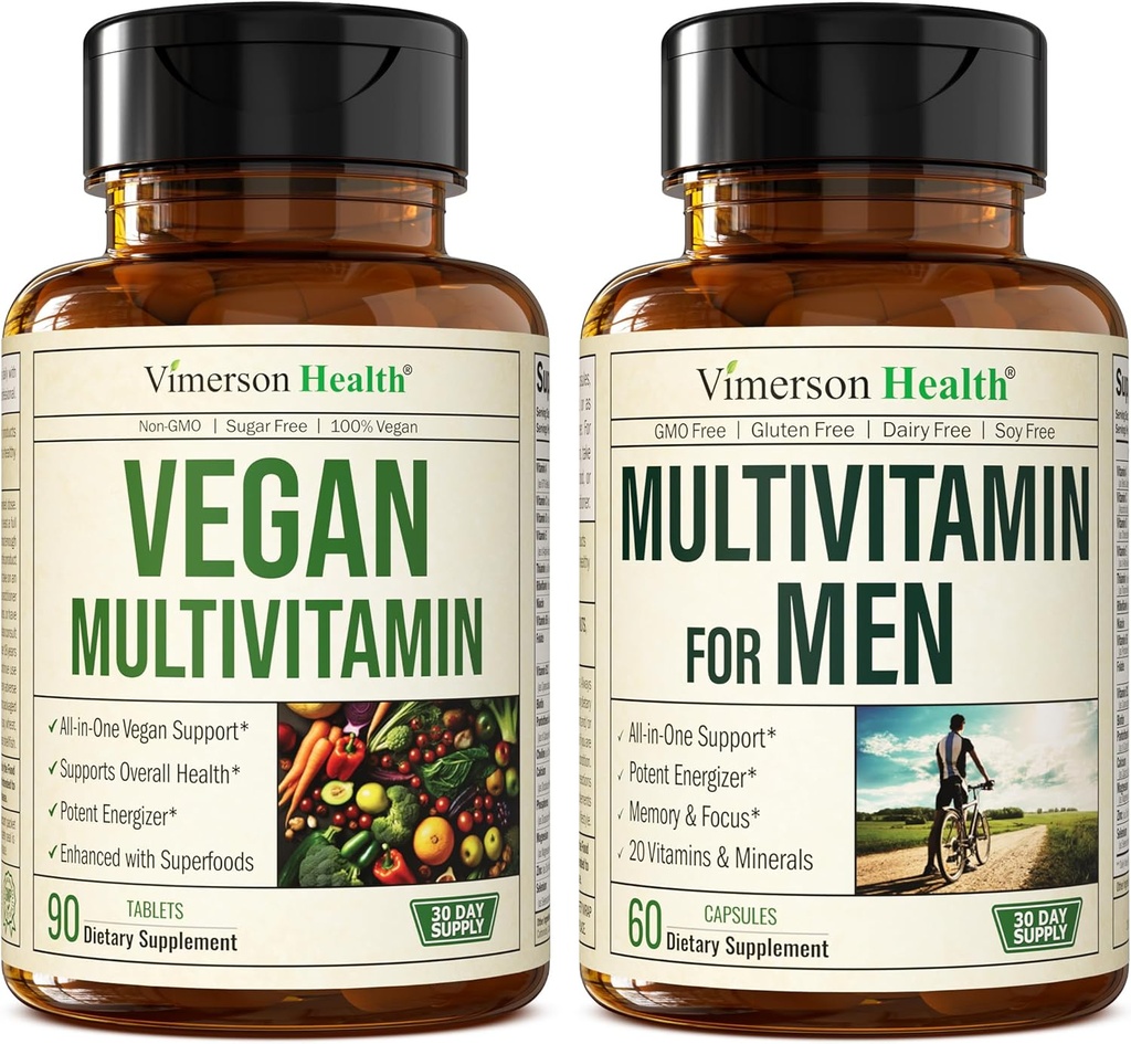 Wegańskie multiwitaminy dla wegańczyków i wegetarian & Kompletna multiwitamina dla mężczyzn