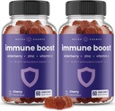 Immune Support Gummies Yelderberry 124; Potężny Mieszanka Elderberry, Witamina C, Cynk, Echinacea, Astragalus Root & Ginger Yellow 124; Wzmacniacze immunologiczne dla dorosłych i dzieci Suplement 124; Vegan & Non-GMO Yellow 124; Cherry Yellow 124; 60 Ct (2 Pack)