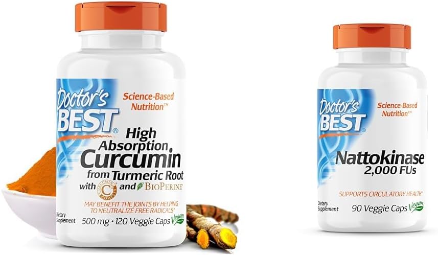 NAJLEPSZY DRB- 00107 Wysoka Absorpcja Kurkumina z korzenia turmerowego z C3 Complex & BioPerine 500mg & Nattokinase - 2, 000 FU Enzymy, Wspomaga Heart Health & Circulative & Normal Blood