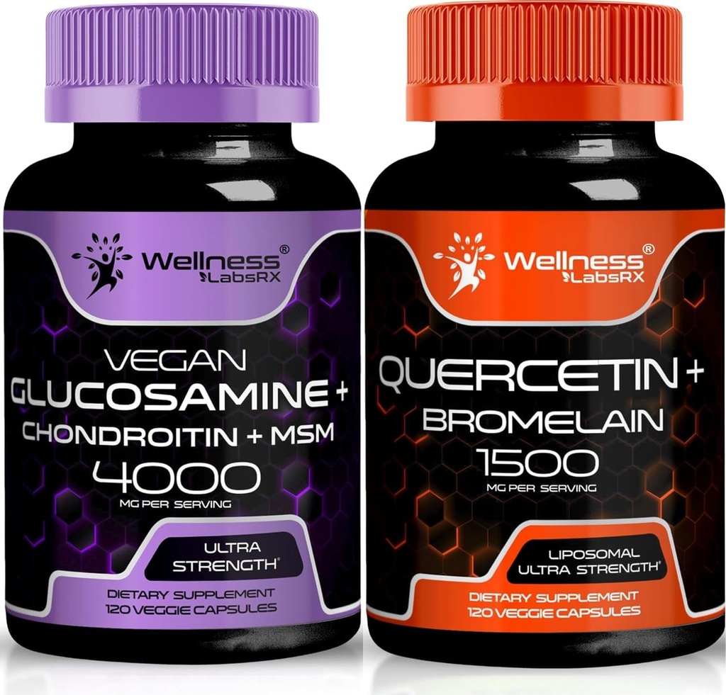 WELLNESS LABSRX Glukozamina Chondroitin MSM BEZ 124; Quercetin z bromelainem kapsułki