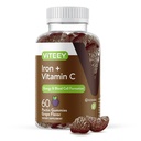 Żelazne gumki Viteey - Żelazo z Witaminą C - Energia, Wsparcie dla Boodów i Suplement do Anemii dla Kobiet i Mężczyzn - Wegan, Gluten Free - 60 Count