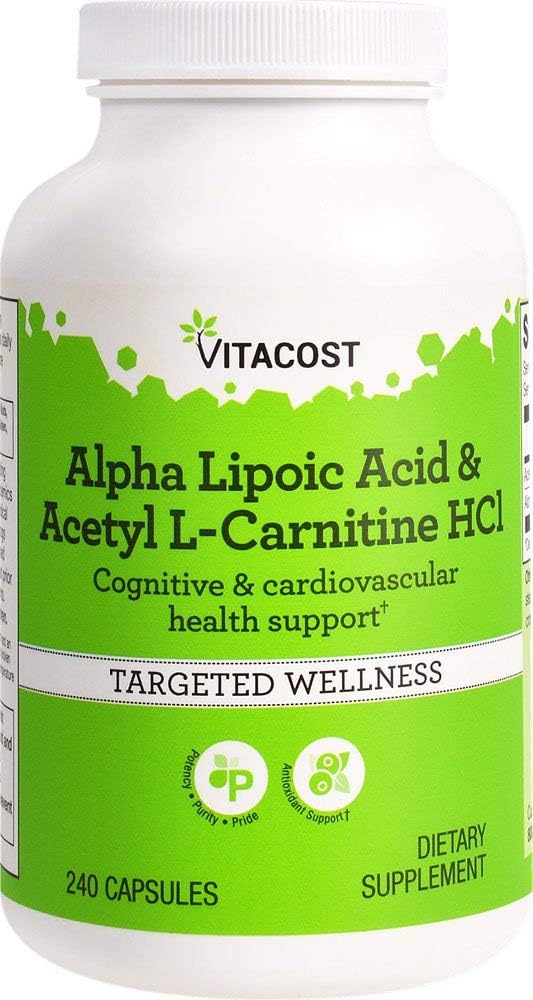 Vitacost Alpha Lipoic Acid & Acetyl L- Carnitine HCl -- 1,600 mg na porcję - 240 kapsułek marki Vitacost