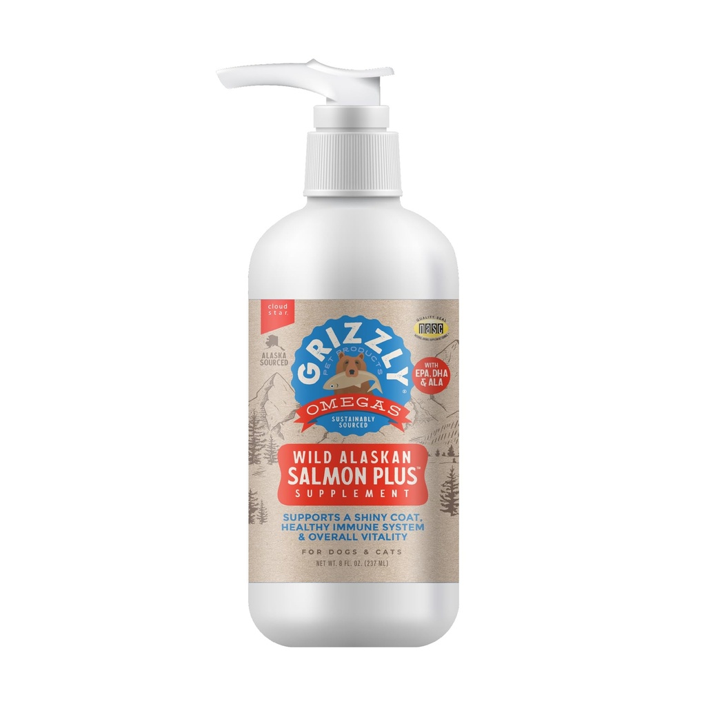 Grizzly Pet Products GRIZZLY PET- Salmon Oil For Dogs 8 oz. Pompa JEDNOLITA