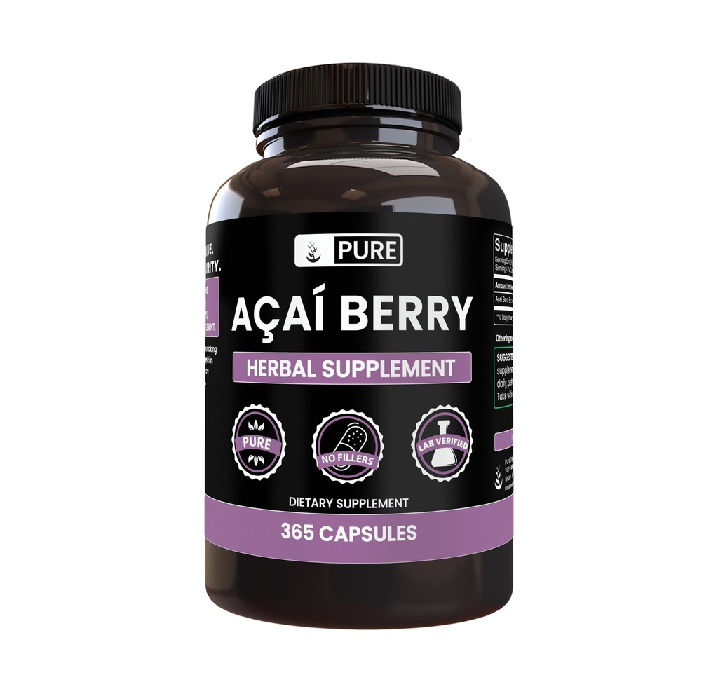 ROŚLINY ROŚLIN ROŚLINNYCH Acai Berry (365 Kapsułki) Brak magnezu lub wypełniaczy ryżowych, Zawsze czyste, Laboratorium zweryfikowane
