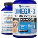 Omega 3 Fish Oil for Dogs - Salmon Oil for Dogs - Dog Fish Oil Supplement Może pomóc Shedding, alergia, Itch Relief - Wspiera suchą skórę, Joints - Dog Skin and Coat Supplement - 90 Fish Oil Pills EPA DHA