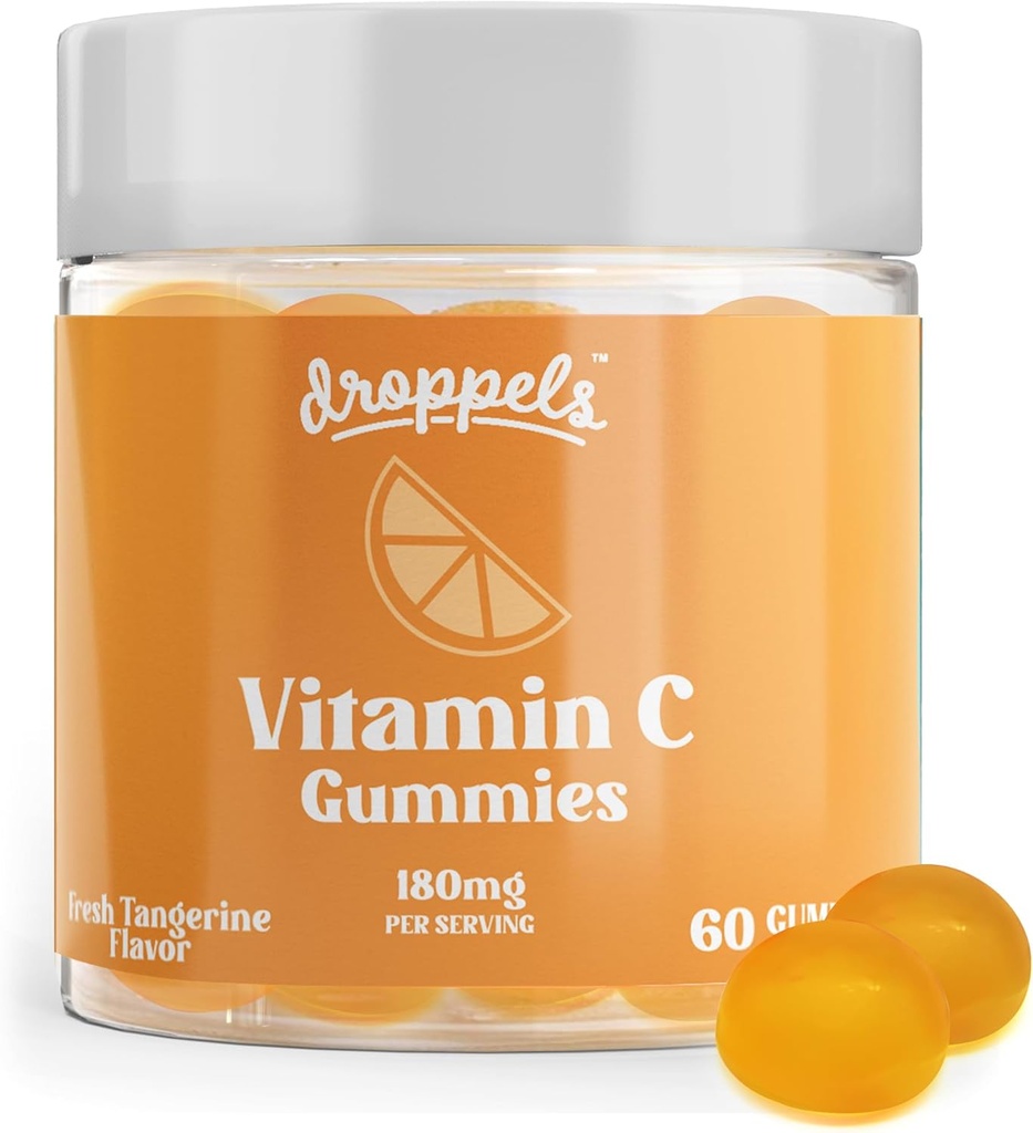 Gumki witaminy C, 180mg - wegan, Pectin Plant - oparte na suplemencie immunologicznego wsparcia - Tangerine Flavor, 60 Count (1- Month Supply)